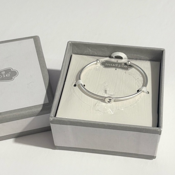 Mud Pie New Silver Tone Initial Bracelet Letter J - Picture 1 of 9